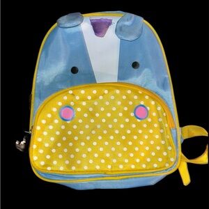 Adorable Toddler Animal Backpack - Blue & Yellow Polka Dot Hippo/Giraffe Theme